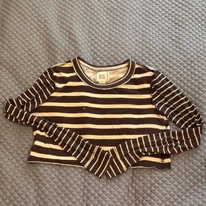 BDG Black and Cream Striped Long Sleeve Tee